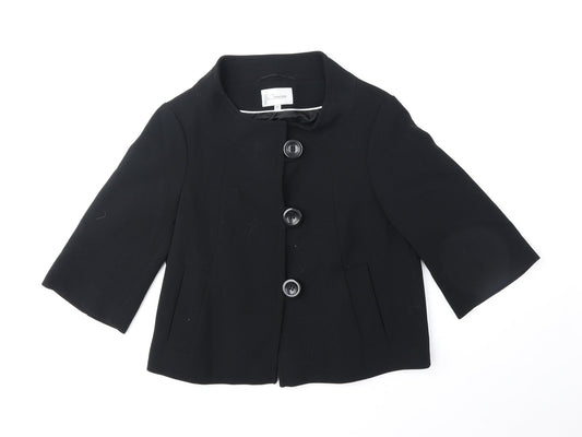 J. Taylor Womens Black Pea Coat Coat Size 12 Button