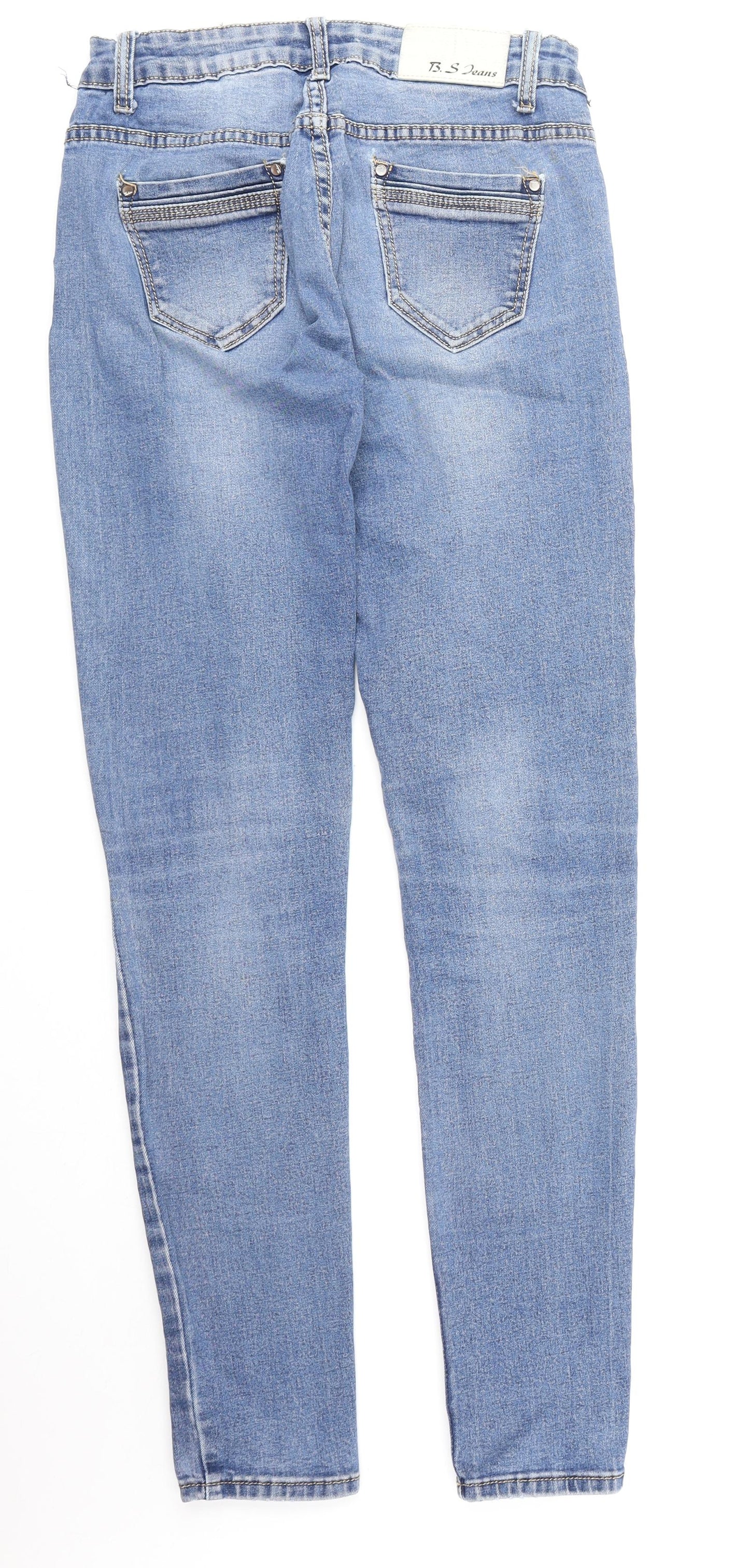 B . S .Jeans Womens Blue Cotton Skinny Jeans Size 38 in Regular Zip