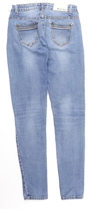 B . S .Jeans Womens Blue Cotton Skinny Jeans Size 38 in Regular Zip