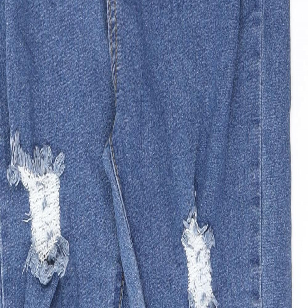 Boohoo Womens Blue Cotton Skinny Jeans Size 6 Regular Zip