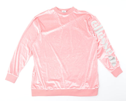 ellesse Womens Pink Round Neck Polyester Pullover Jumper Size 8