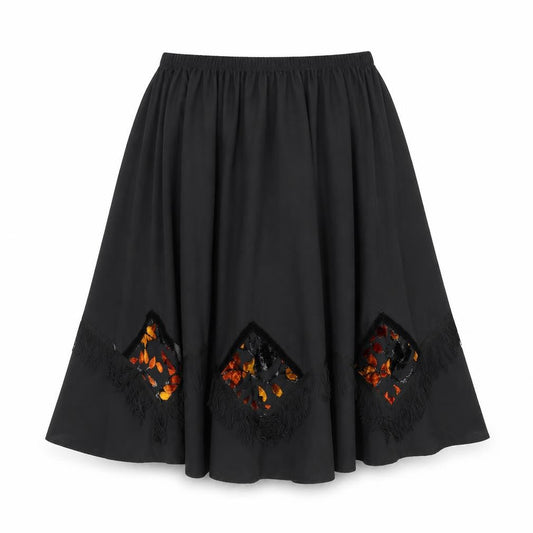 Sliver Dollar Womens Black Geometric Polyester Swing Skirt Size L
