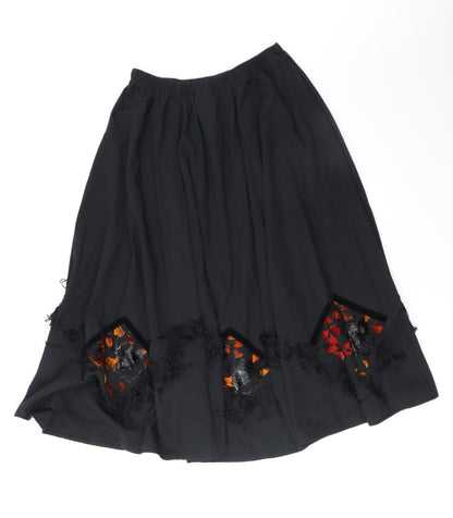 Sliver Dollar Womens Black Geometric Polyester Swing Skirt Size L