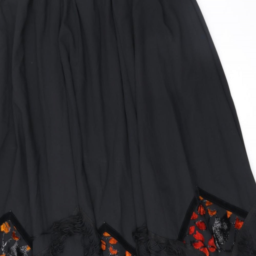 Sliver Dollar Womens Black Geometric Polyester Swing Skirt Size L