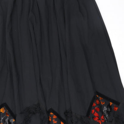 Sliver Dollar Womens Black Geometric Polyester Swing Skirt Size L