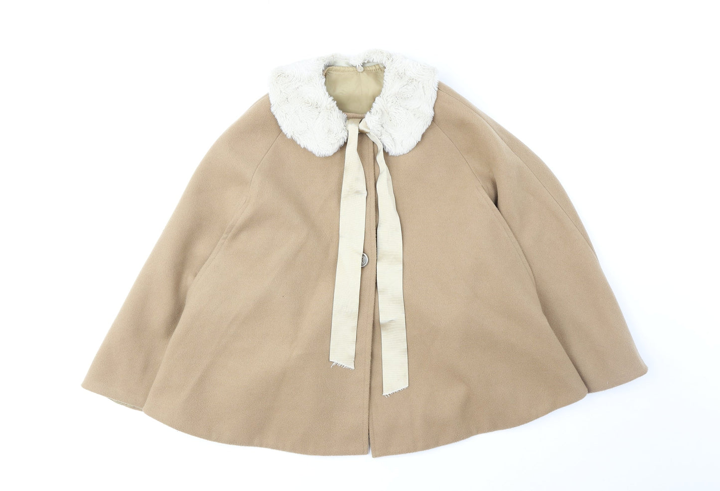 Marta paula Womens Beige Jacket Poncho Size 8 Button