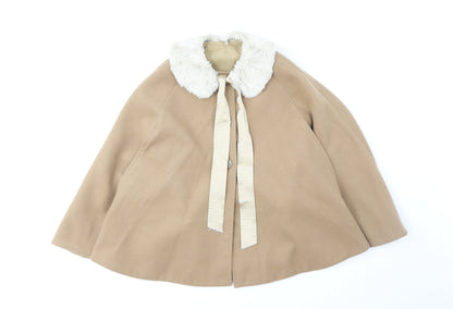 Marta paula Womens Beige Jacket Poncho Size 8 Button