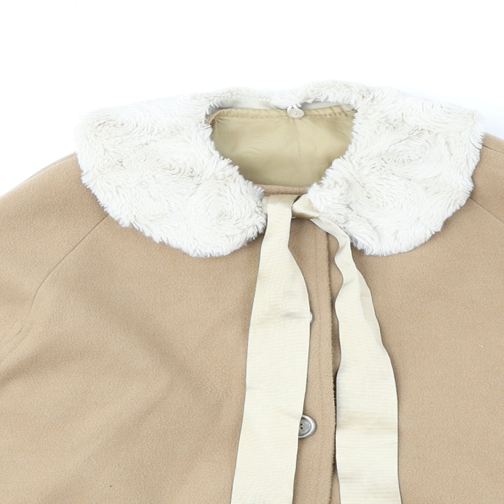 Marta paula Womens Beige Jacket Poncho Size 8 Button