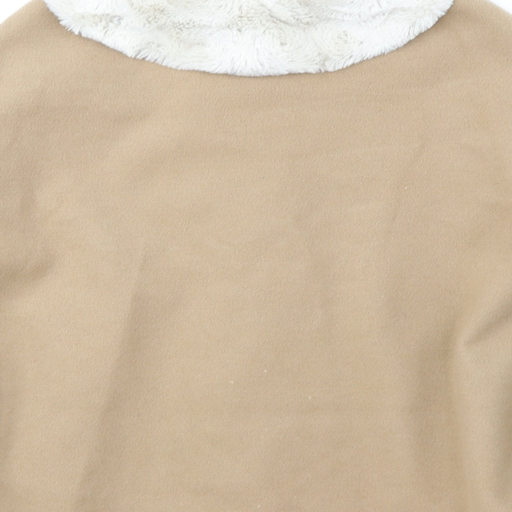 Marta paula Womens Beige Jacket Poncho Size 8 Button