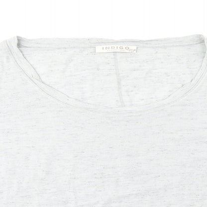 Indigo Womens Green Viscose Basic T-Shirt Size 14 Round Neck