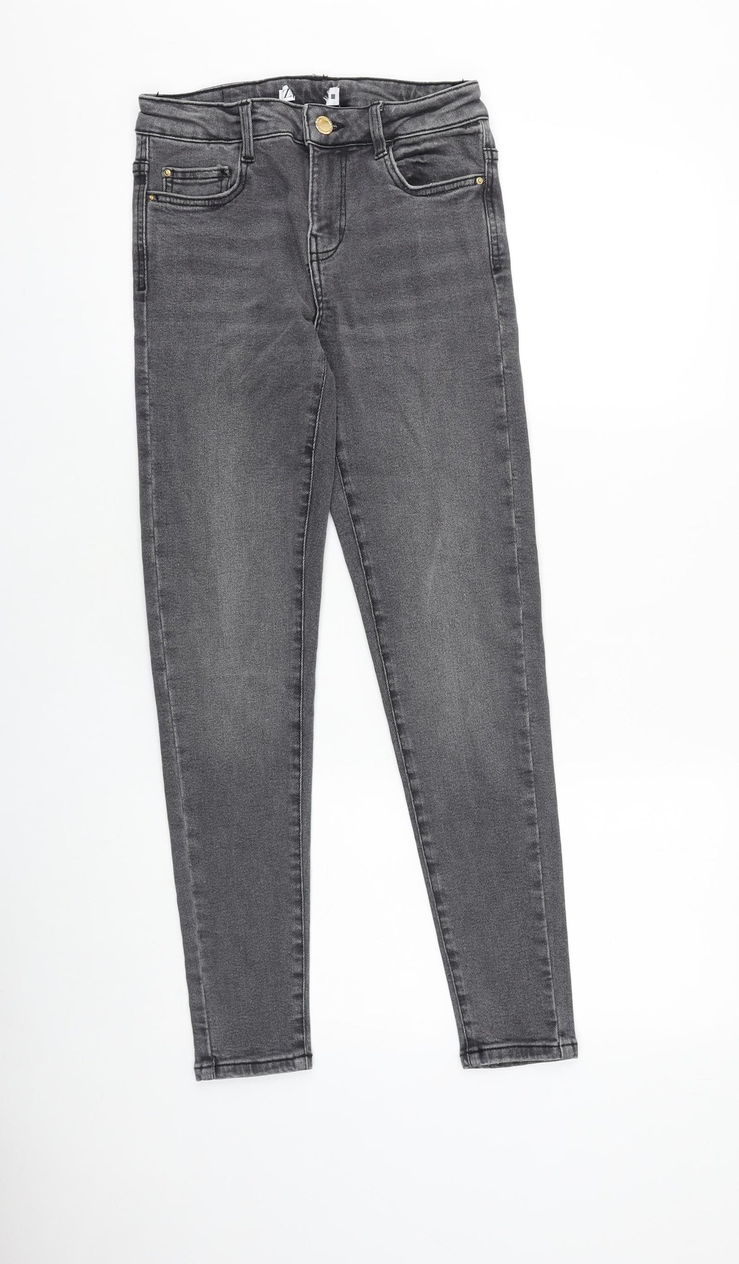 Zara Womens Grey Cotton Skinny Jeans Size 27 in L28 in Slim Zip