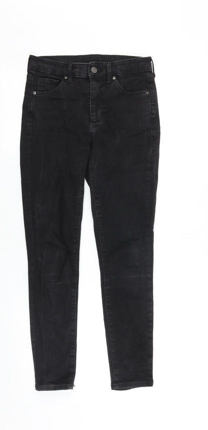 Topshop Womens Black Cotton Skinny Jeans Size 26 in L30 in Regular Zip