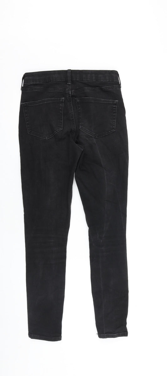 Topshop Womens Black Cotton Skinny Jeans Size 26 in L30 in Regular Zip