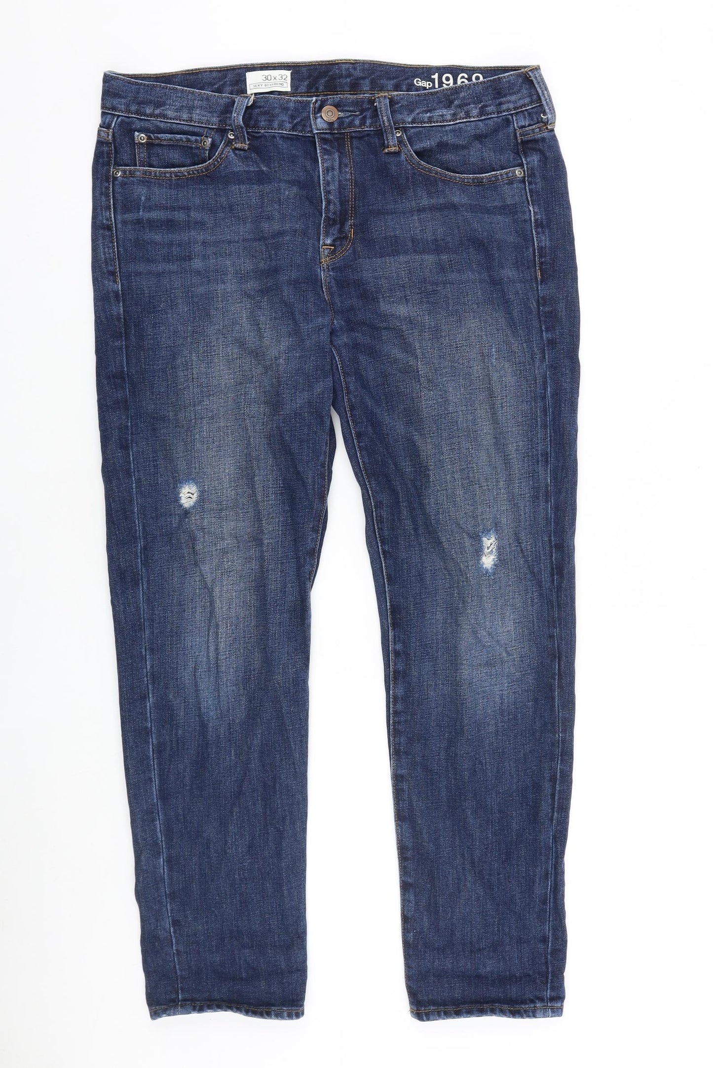 Gap Mens Blue Cotton Straight Jeans Size 30 in L32 in Regular Zip