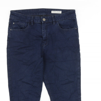 Womens UK Size 12 Preworn Slim Fit Straight Blue Jeans