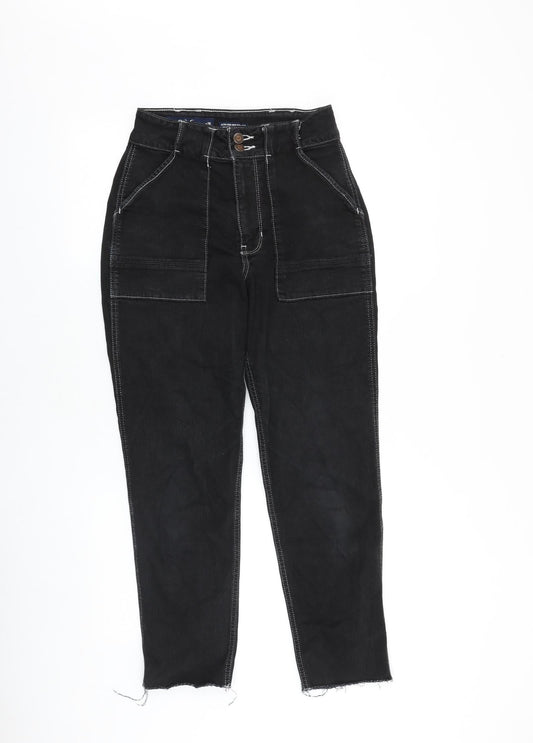 Hollister Womens Black Cotton Straight Jeans Size 26 in L27 in Regular Zip