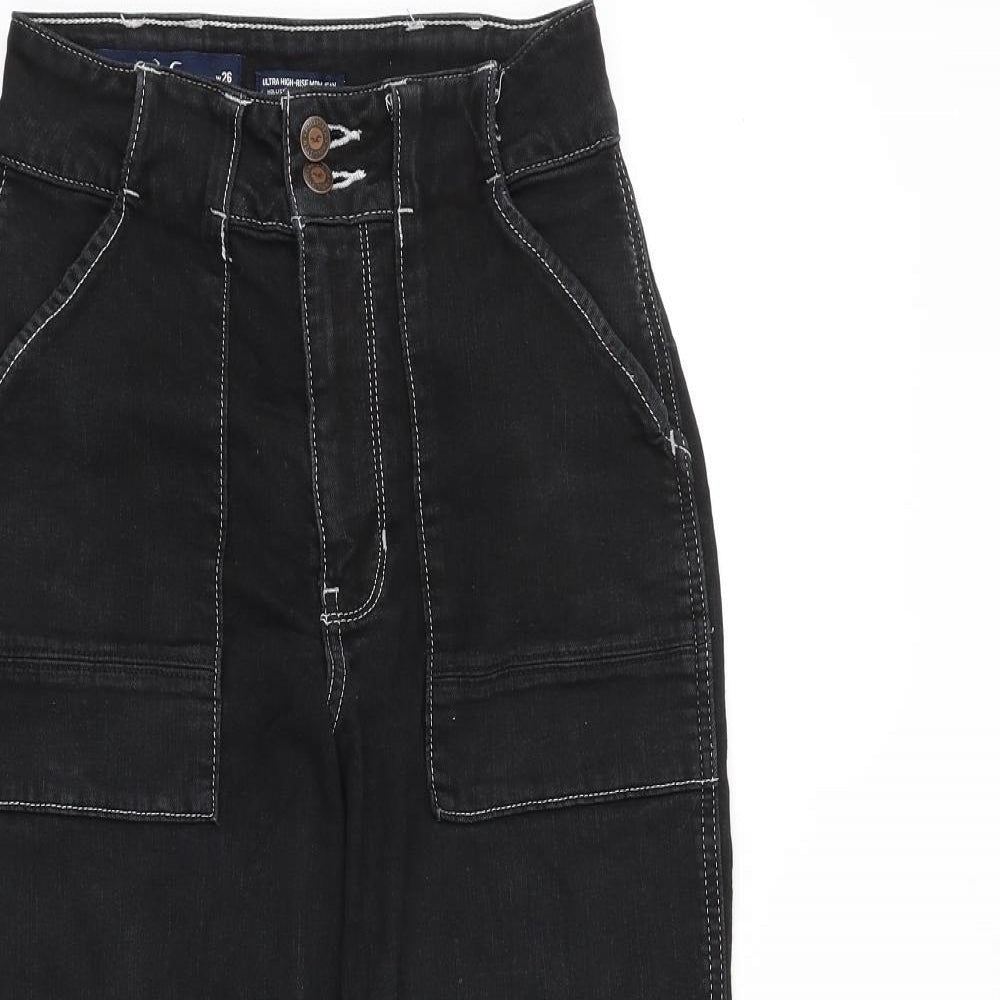 Hollister Womens Black Cotton Straight Jeans Size 26 in L27 in Regular Zip