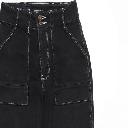 Hollister Womens Black Cotton Straight Jeans Size 26 in L27 in Regular Zip
