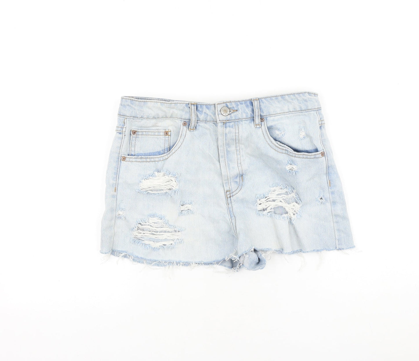 FOREVER 21 Womens Blue 100% Cotton Cut-Off Shorts Size 27 in Regular Zip - Distressed