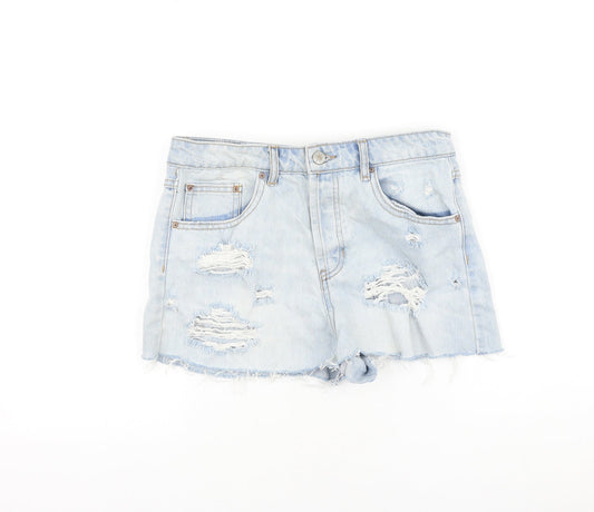 FOREVER 21 Womens Blue 100% Cotton Cut-Off Shorts Size 27 in Regular Zip - Distressed