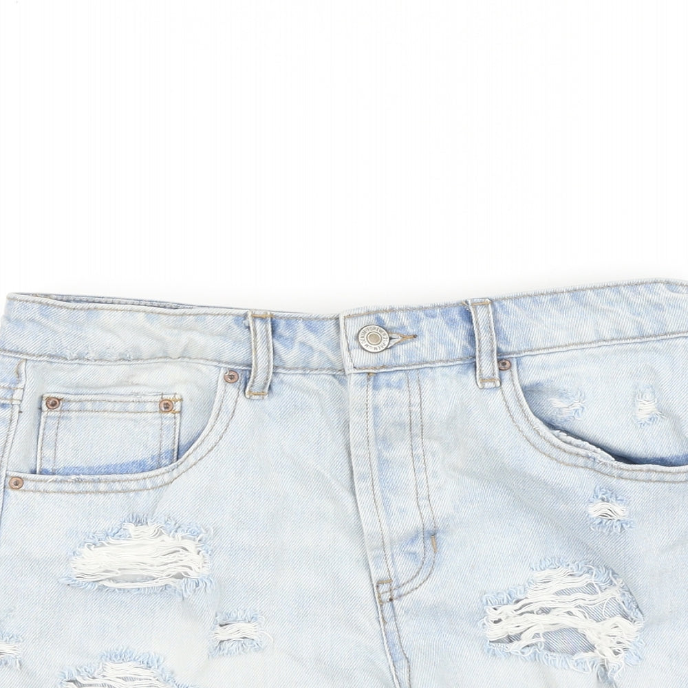 FOREVER 21 Womens Blue 100% Cotton Cut-Off Shorts Size 27 in Regular Zip - Distressed