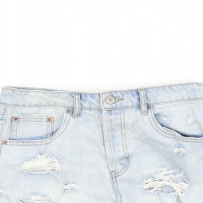FOREVER 21 Womens Blue 100% Cotton Cut-Off Shorts Size 27 in Regular Zip - Distressed