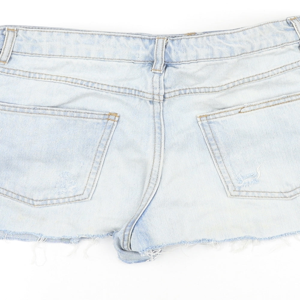 FOREVER 21 Womens Blue 100% Cotton Cut-Off Shorts Size 27 in Regular Zip - Distressed