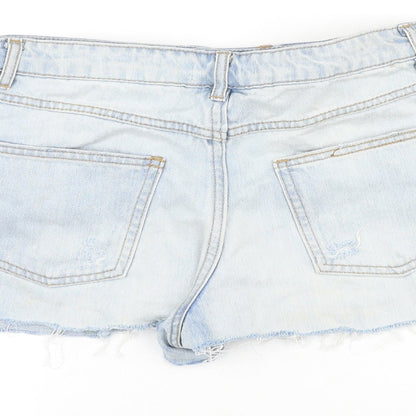FOREVER 21 Womens Blue 100% Cotton Cut-Off Shorts Size 27 in Regular Zip - Distressed