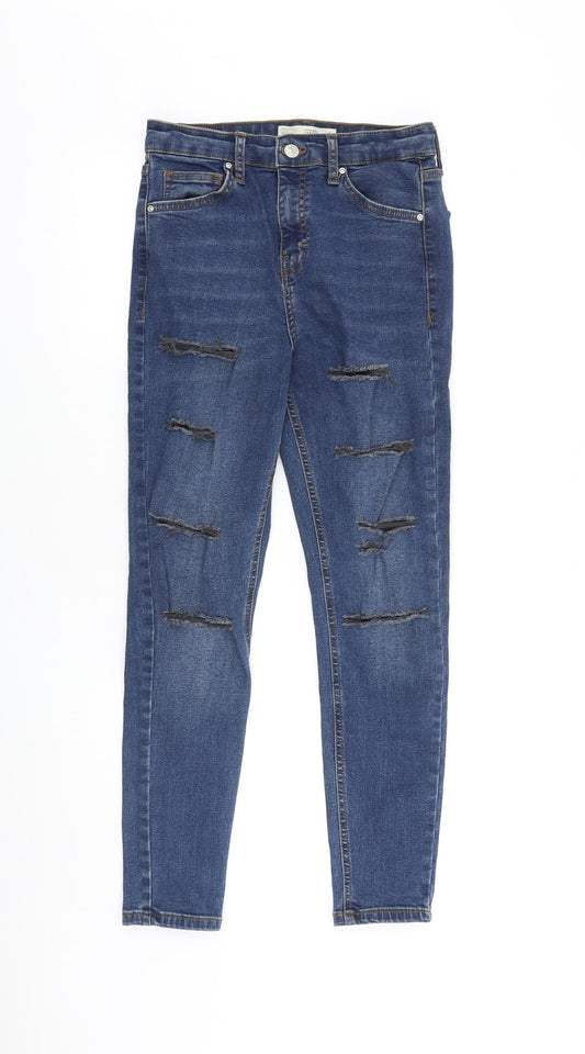 Topshop Womens Blue Cotton Skinny Jeans Size 28 in L30 in Slim Zip