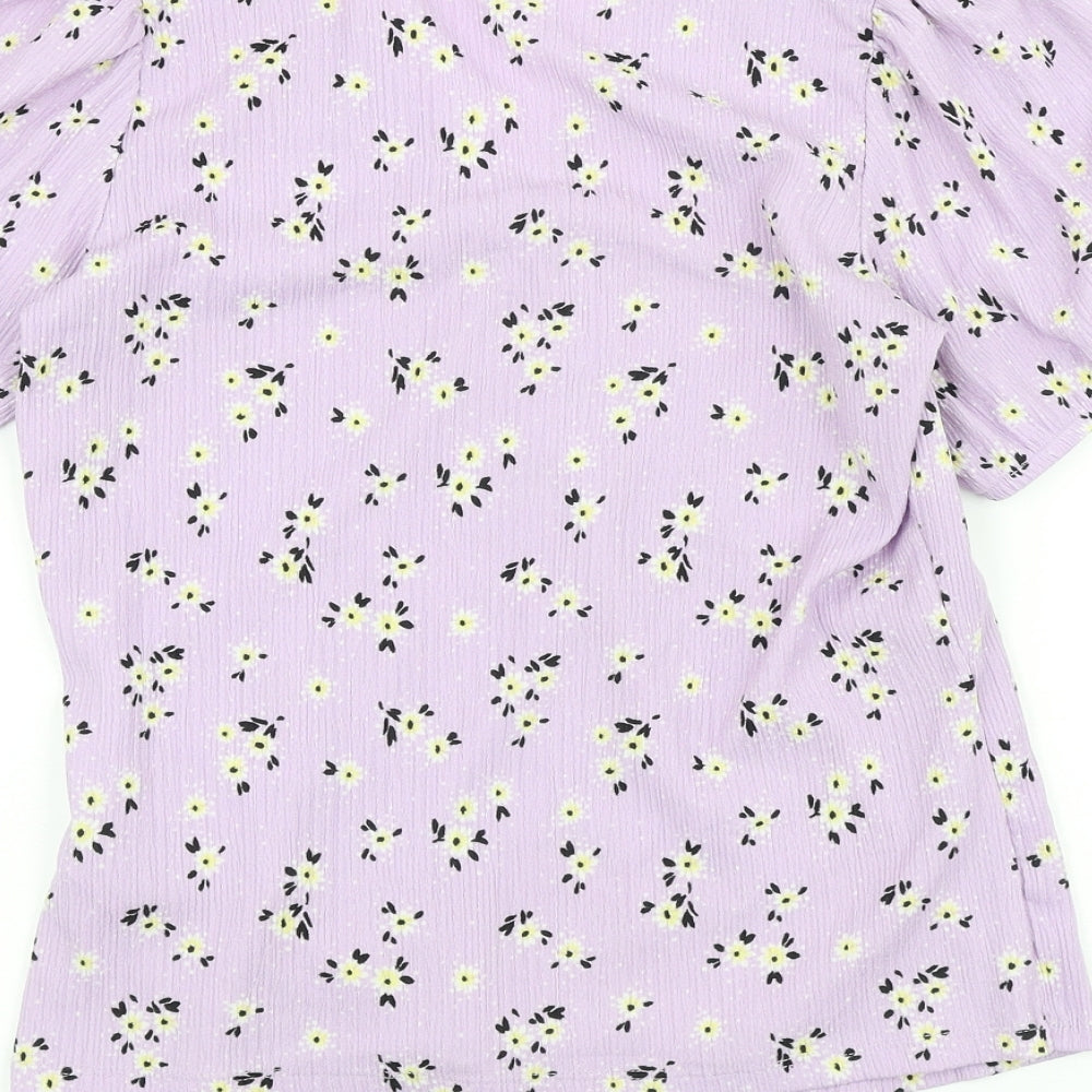 Womens UK Size 12 Papaya Purple Wrap T-Shirt