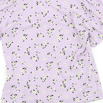 Womens UK Size 12 Papaya Purple Wrap T-Shirt