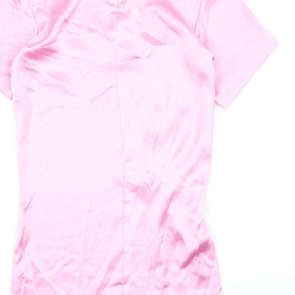 Zara Womens Pink Polyester A-Line Size XS Round Neck Zip - Knot Front