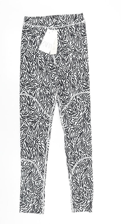 Zara Womens Black Animal Print Polyester Jogger Leggings Size S L27 in