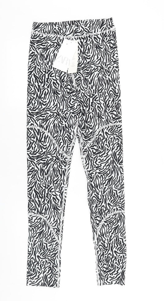 Zara Womens Black Animal Print Polyester Jogger Leggings Size S L27 in