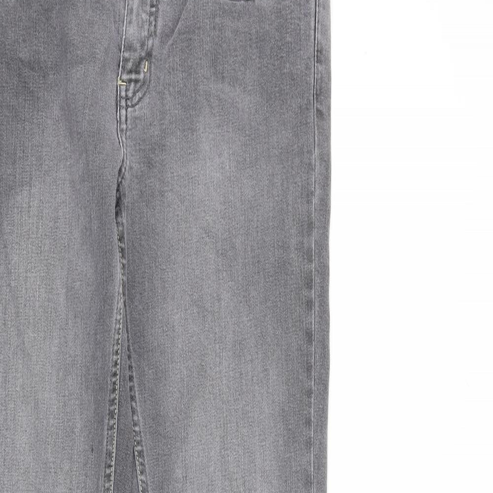 Oasis Womens Grey Cotton Straight Jeans Size 12 L34 in Regular Zip