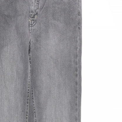 Oasis Womens Grey Cotton Straight Jeans Size 12 L34 in Regular Zip