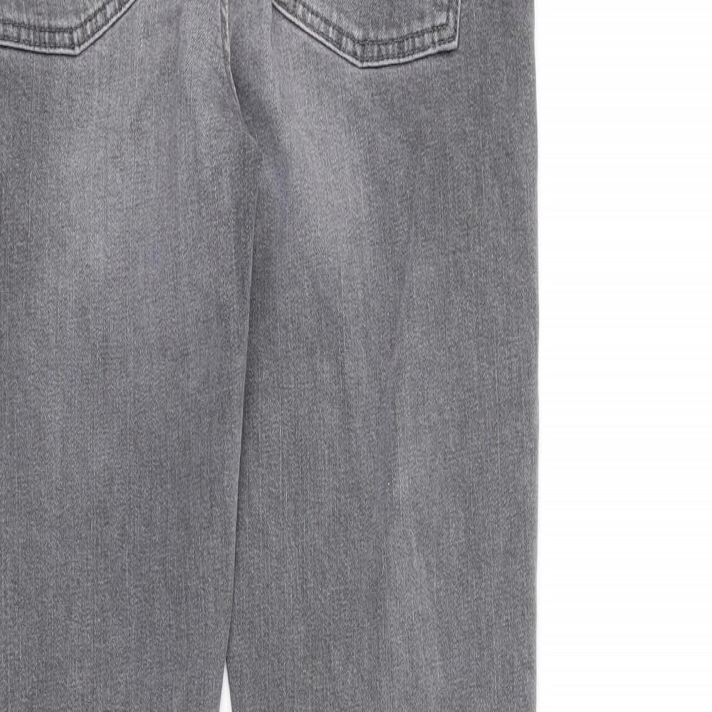 Oasis Womens Grey Cotton Straight Jeans Size 12 L34 in Regular Zip