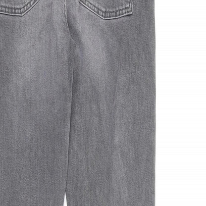 Oasis Womens Grey Cotton Straight Jeans Size 12 L34 in Regular Zip