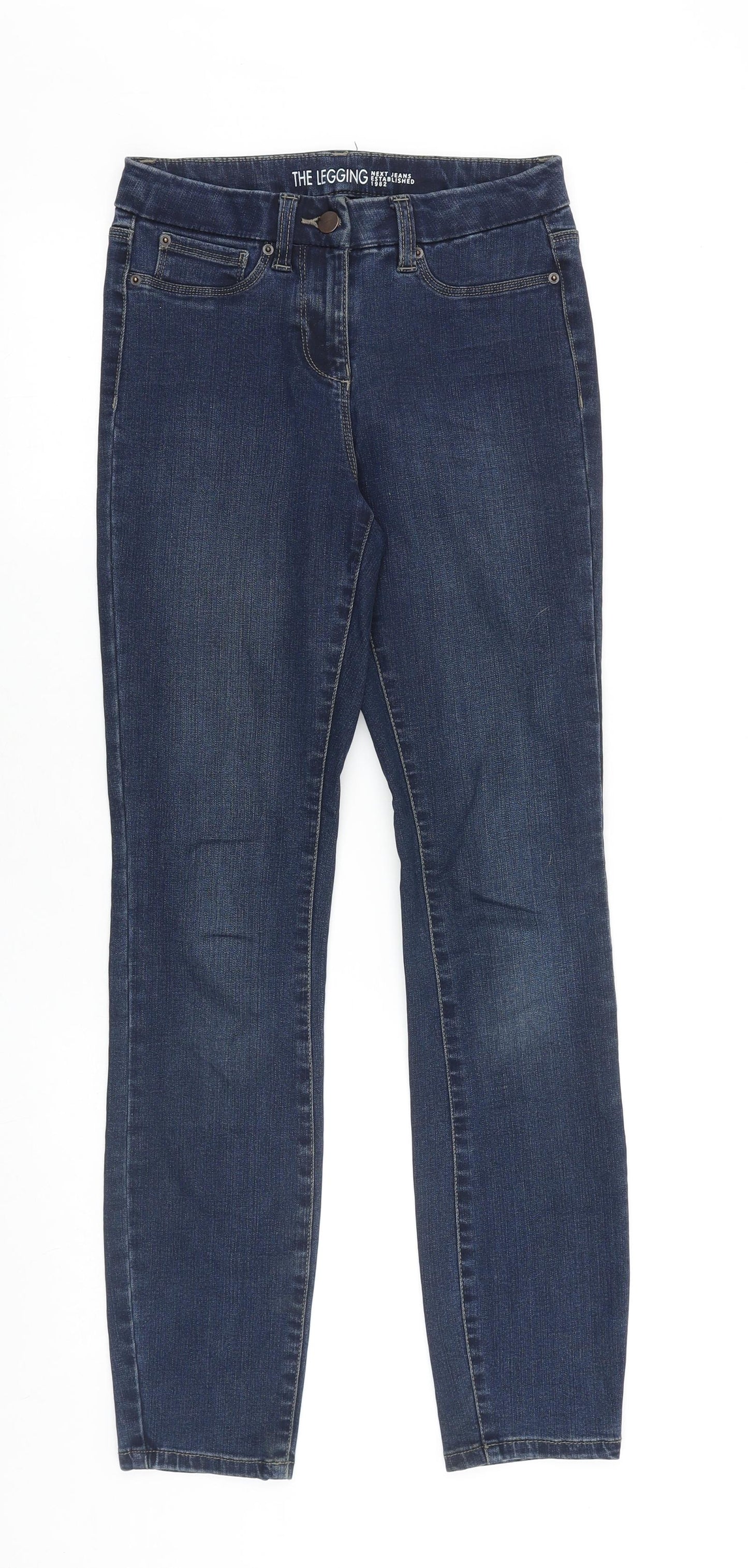 NEXT Womens Blue Cotton Blend Skinny Jeans Size 6 L29 in Slim Zip