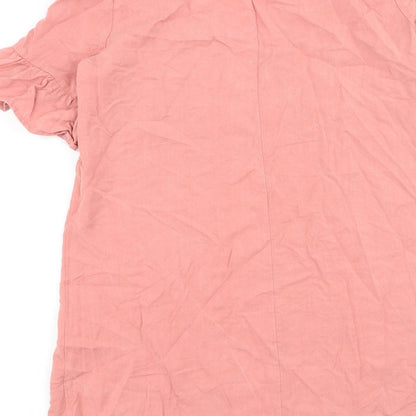 TRF Womens Pink 100% Cotton A-Line Size L V-Neck Pullover