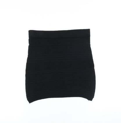 Primark Womens Black Striped Cotton Bandage Skirt Size 6