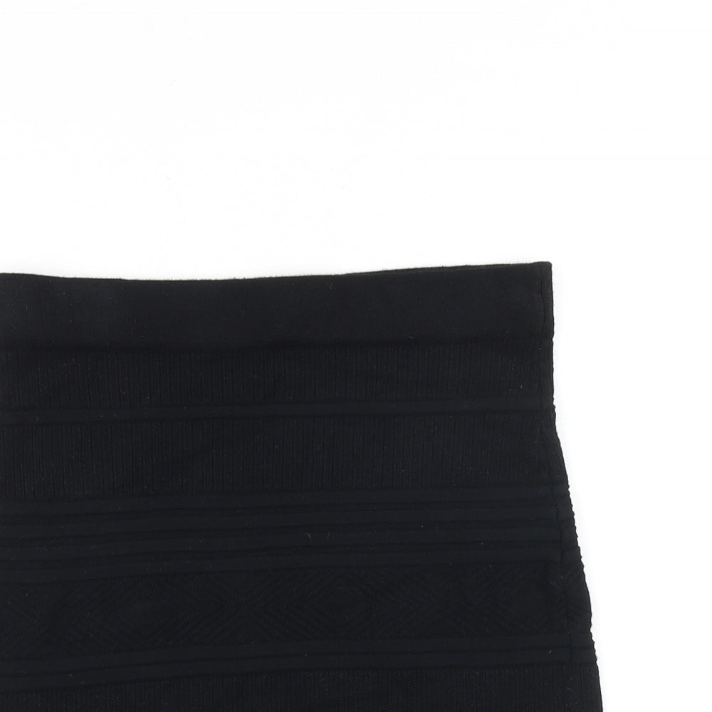 Primark Womens Black Striped Cotton Bandage Skirt Size 6