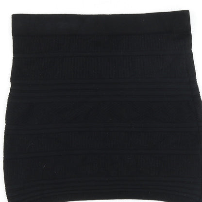 Primark Womens Black Striped Cotton Bandage Skirt Size 6