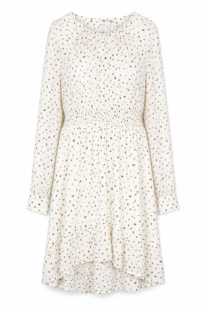 Misskoo Womens White Geometric Polyester A-Line Size S V-Neck Button