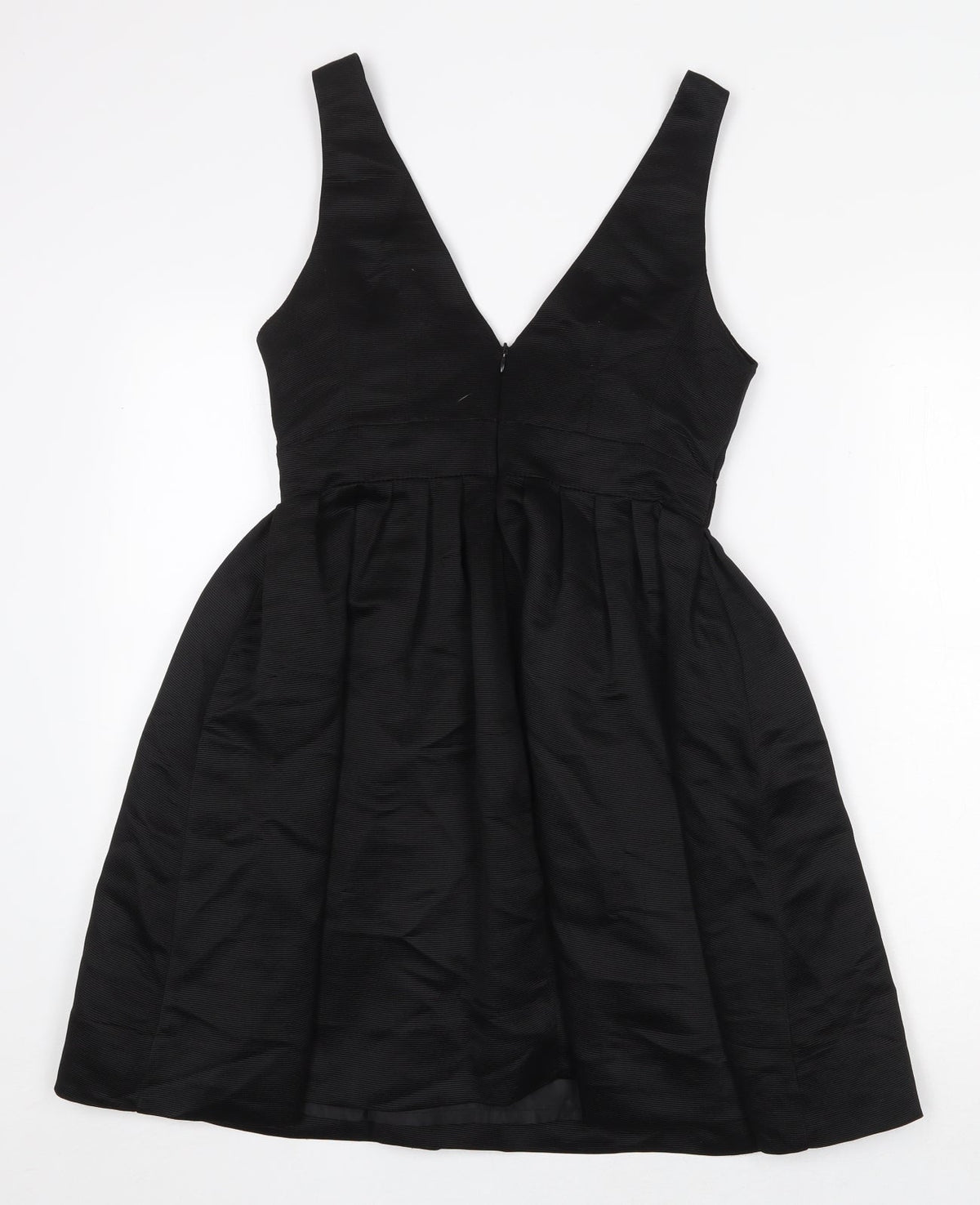 Warehouse Womens Black Polyester Fit & Flare Size 10 V-Neck Zip