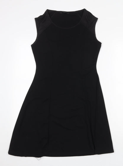 F&F Womens Black Polyester Trapeze & Swing Size 10 Round Neck Pullover