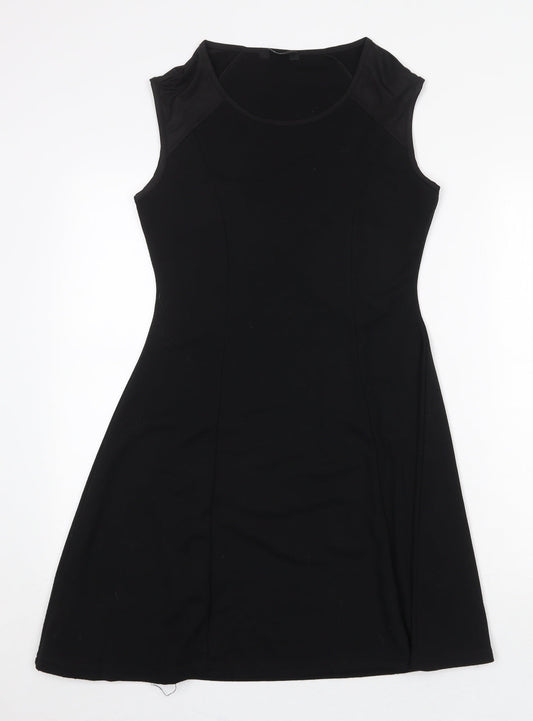 F&F Womens Black Polyester Trapeze & Swing Size 10 Round Neck Pullover