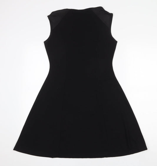 F&F Womens Black Polyester Trapeze & Swing Size 10 Round Neck Pullover