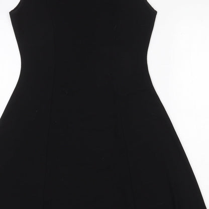 F&F Womens Black Polyester Trapeze & Swing Size 10 Round Neck Pullover