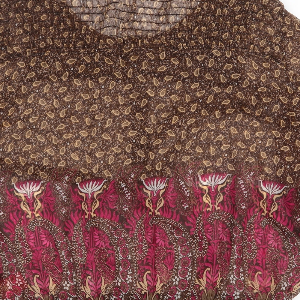 Womens UK Size 10 Ribbon Beige Basic Blouse